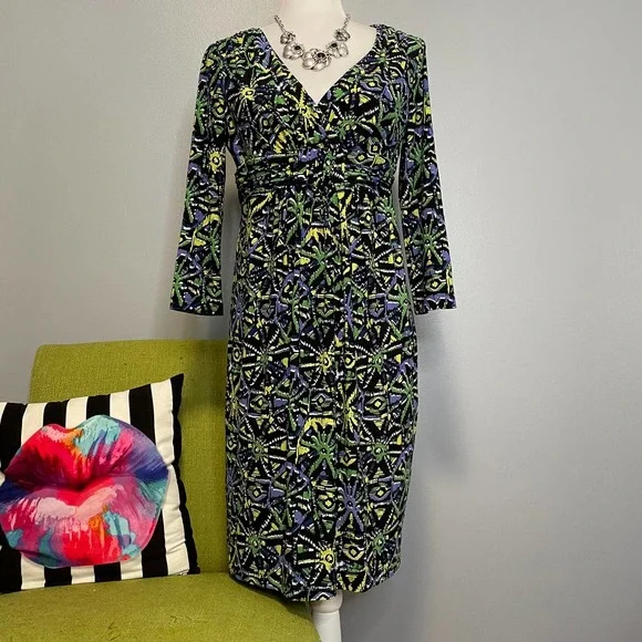Jones New York | Dresses | Jones New York Blue Green Black Jersey Sheath  Dress 8 Cocktail Work | Poshmark